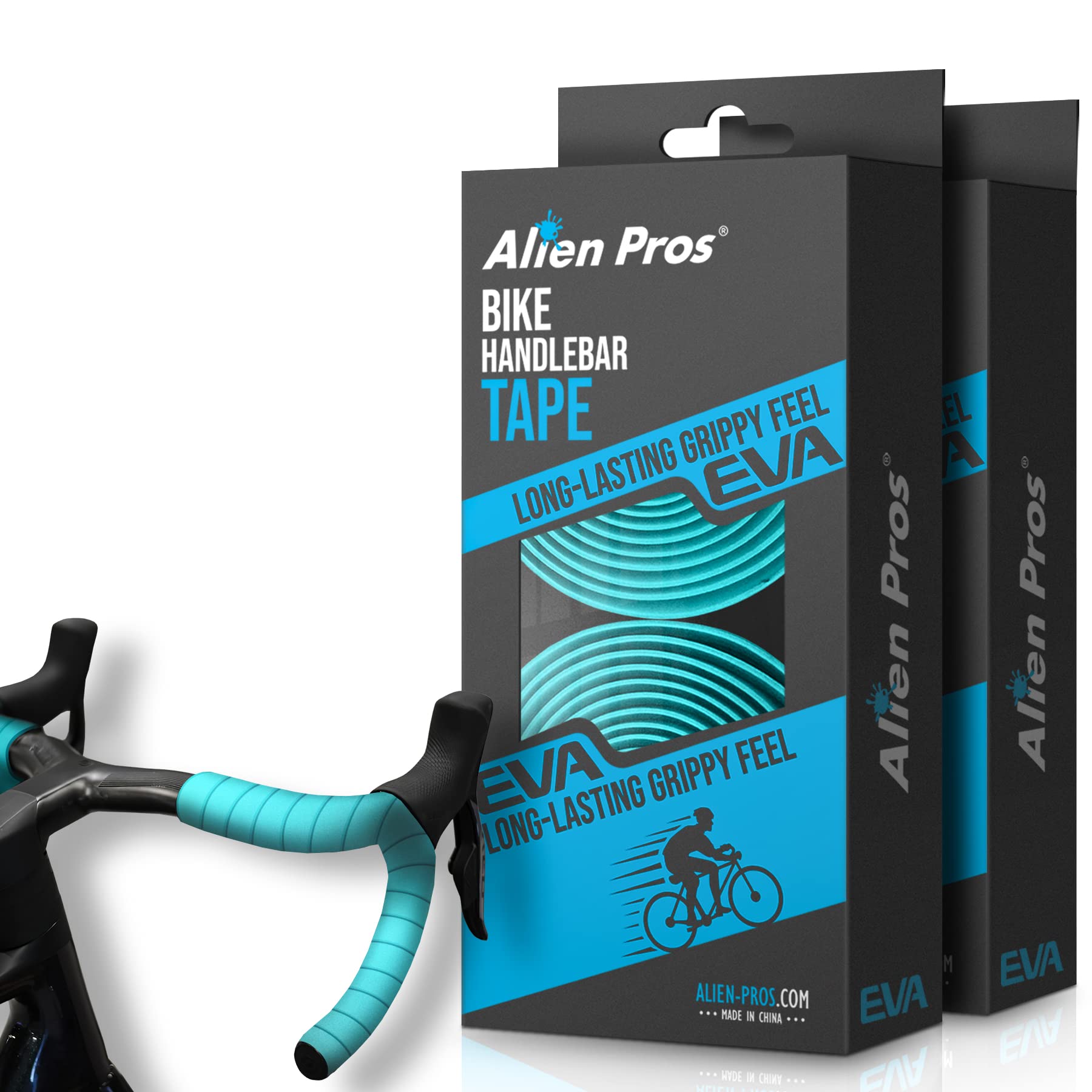 Alien Pros Bike Handlebar Tape EVA (Set of 4) Bianchi Green - Enhance your bike grip with these bicycle handle bar tape - Wrap your bike for an awesome comfortable ride (Set of 4, Green)