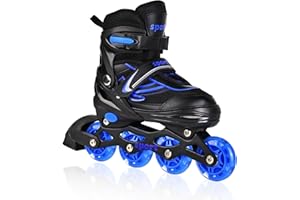 PIPIZHU Kids Inline Skates for Girls Boys, Youth and Adult, Adjustable Blades Roller Quad Skates for Men and Women with Full Wheels Illuminating, Outdoor Skates