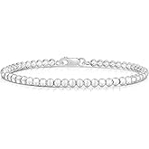 925 Sterling Silver 4MM-10M Italian Bead Ball Chain Bracelet- Handmade Bead Italian Bracelet, Silver Bead Bracelet For Women, 6.5, 7, 7.5, 8 Inch Bracelets