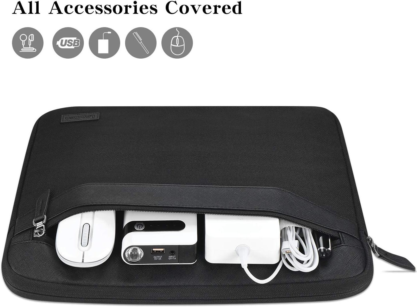 LONMEN 13-13.3 Inch Water Resistant Laptop Sleeve Bag Case for 13" MacBook Air 2014-2017/13.3" ThinkPad L390 Yoga / 13.9" Lenovo Yoga C930 GLASS / 14" HP EliteBook 1040 G5, Grey - Image 3