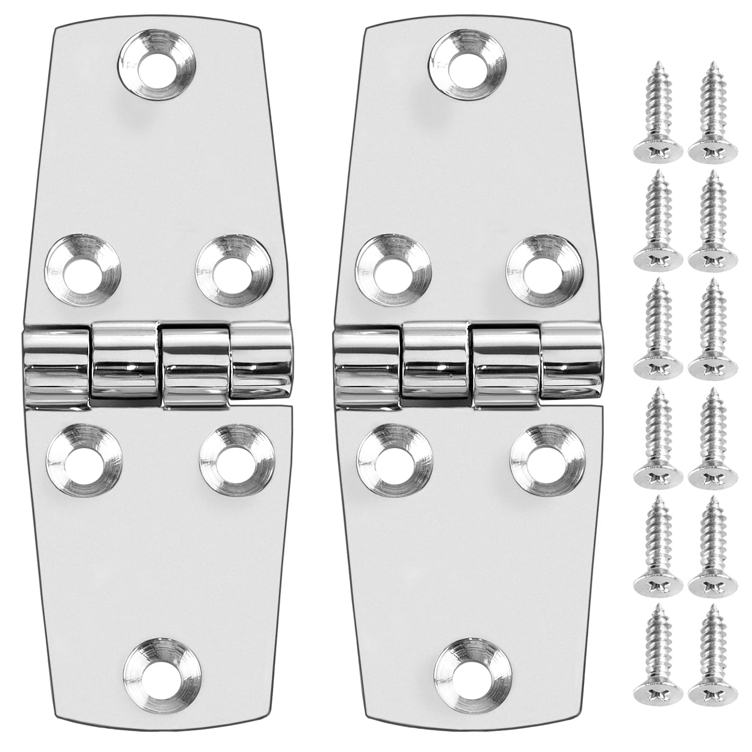 QWORK® 2 Pieces Marine Mount Door Hinges, Made of Stainless Steel SUS316, 38 x 102 mm