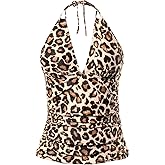 Yonique Women's Halter Tankini Top V Neck Swim Top Tummy Control Bathing Suit