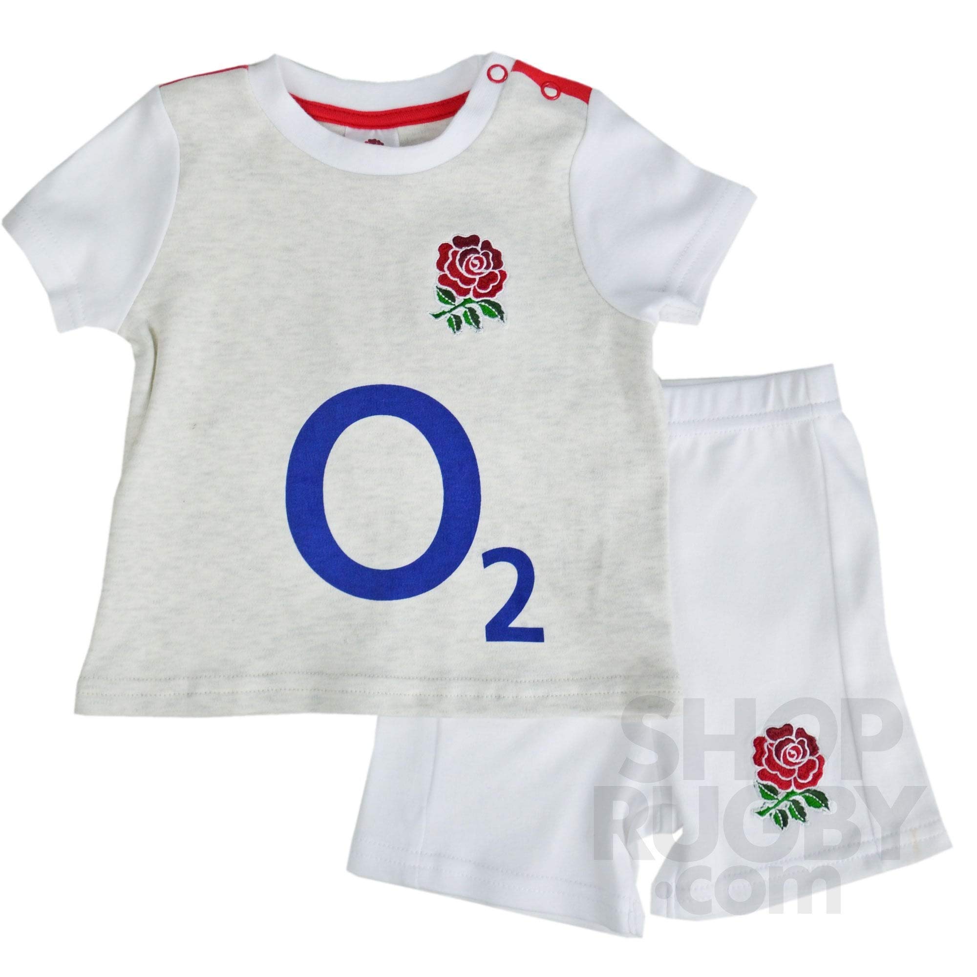 England Rugby RFU 2018/19 Kids T-Shirt Sports Top Tee & Short Set White