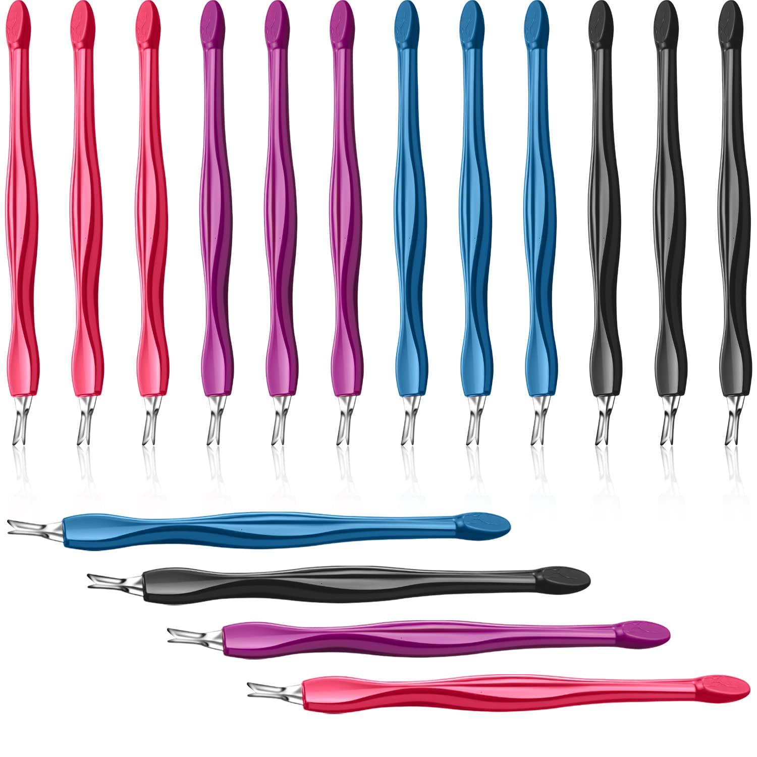 Photo 1 of Cuticle Pusher Cuticle Trimmer Professional V Shaped Cuticle Remover Manicure Dead Skin Removal Tool Toe Nail Care for Home and Nail Shop (12Pcs)
