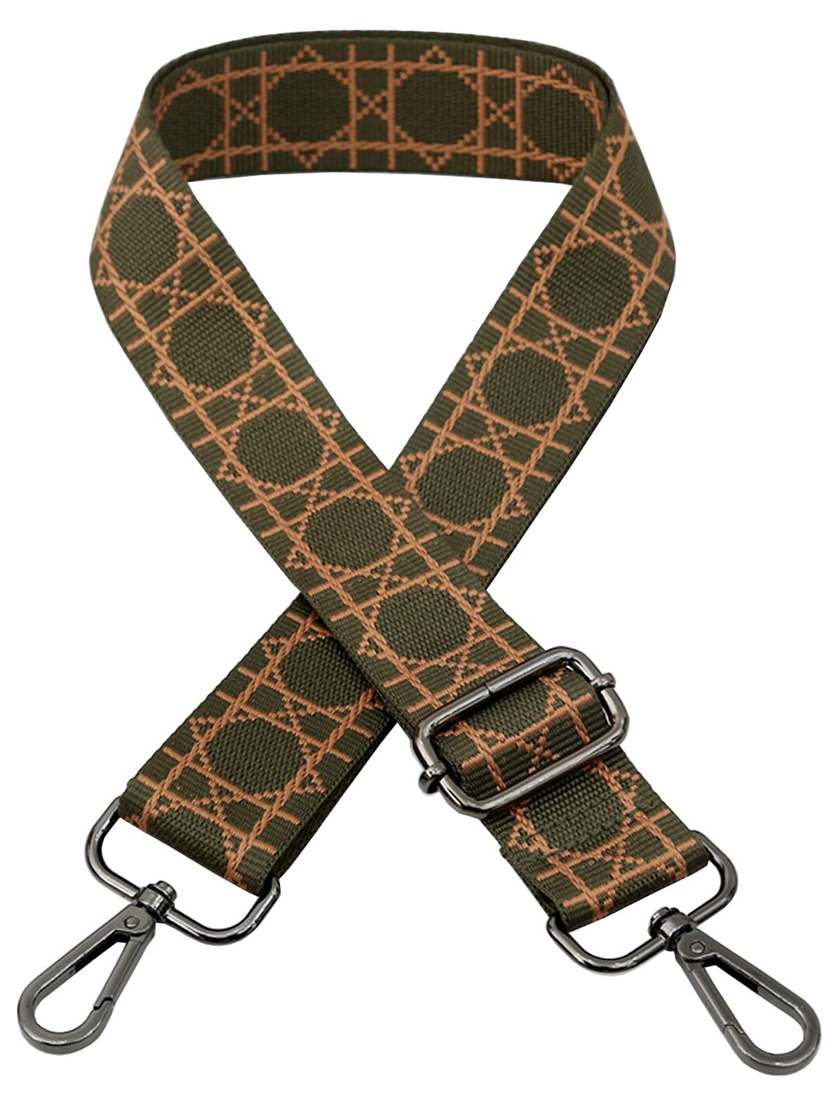 ZYLDK Adjustable Wide Shoulder Strap Replacement Bag Strap, Crossbody Canvas Handbag Strap, Dark Green, Nylon, 80cm - 140cm, 3.8cm Width, Compatible with Passenger Car