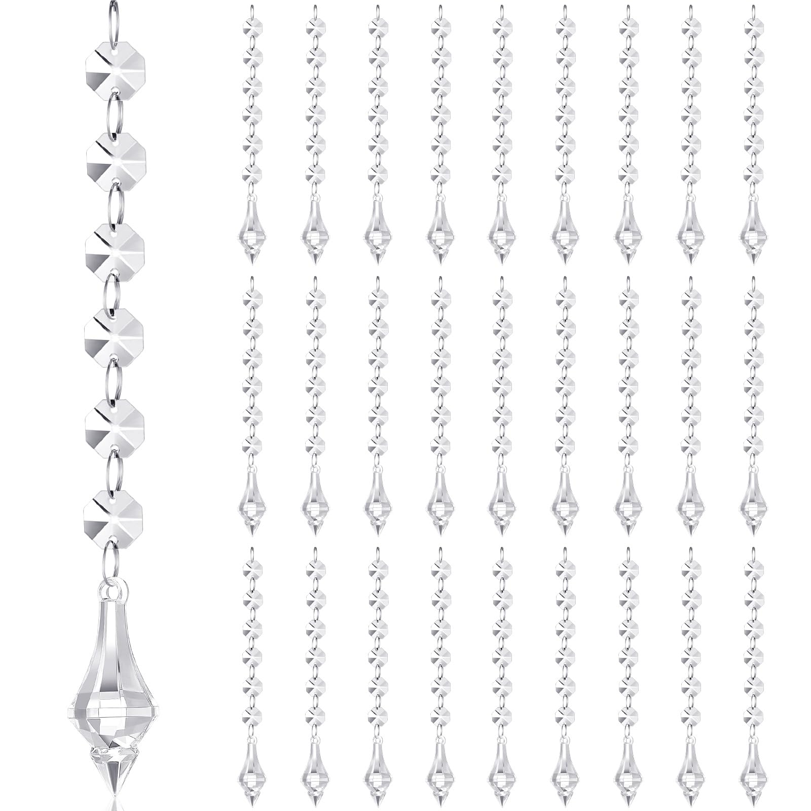 Photo 1 of Nuenen 100 Pcs Acrylic Hanging Crystals for Centerpieces Chandelier Clear Crystal Garland Strands Ornament Acrylic Clear Beads Prisms Pendant for Christmas Tree Window Home Decoration(Lantern)
