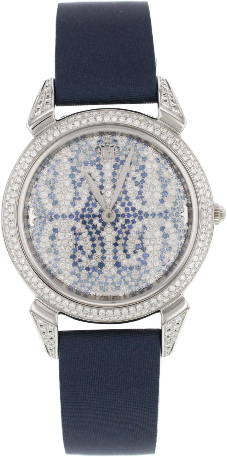Cuervo Y Sobrinos Historiador Diamonds Sapphire Leather Ladies Watch 3112.1SP-SP