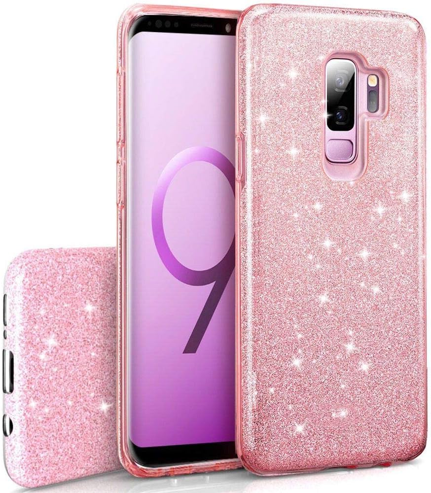 Samsung Galaxy S9+ Plus Case,Galaxy S9P Case,Amagel Back Cover Shinning Protective Bumper Bling Glitter Case for Samsung Galaxy S9+Plus(2018) Rose Gold