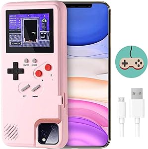 Gameboy Case for iPhone,LucBuy Retro Protective Cover Self-Powered Case with 36 Small Game,Full Color Display,Shockproof Video Game Case for iPhoneX/Xs/MAX/Xr/6/7/8Plus/11/Pro/Max