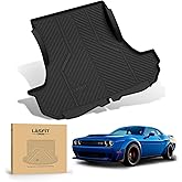 LASFIT Cargo Mats for Dodge Challenger 2011 2012 2013 2014 2015 2016 2017 2018 2019 2020 2021 2022 2023, All Weather TPE Custom Fit Trunk Mats Cargo Liners, Black