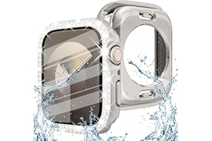 Surace 2 in 1 Waterproof Bling Case Compatible for Apple Watch Series 6/5/4/SE 40mm, Over 100 Crystal Diamond with Screen Protector, Front & Back Full Protective Bumper Face Cover, 40mm Starlight