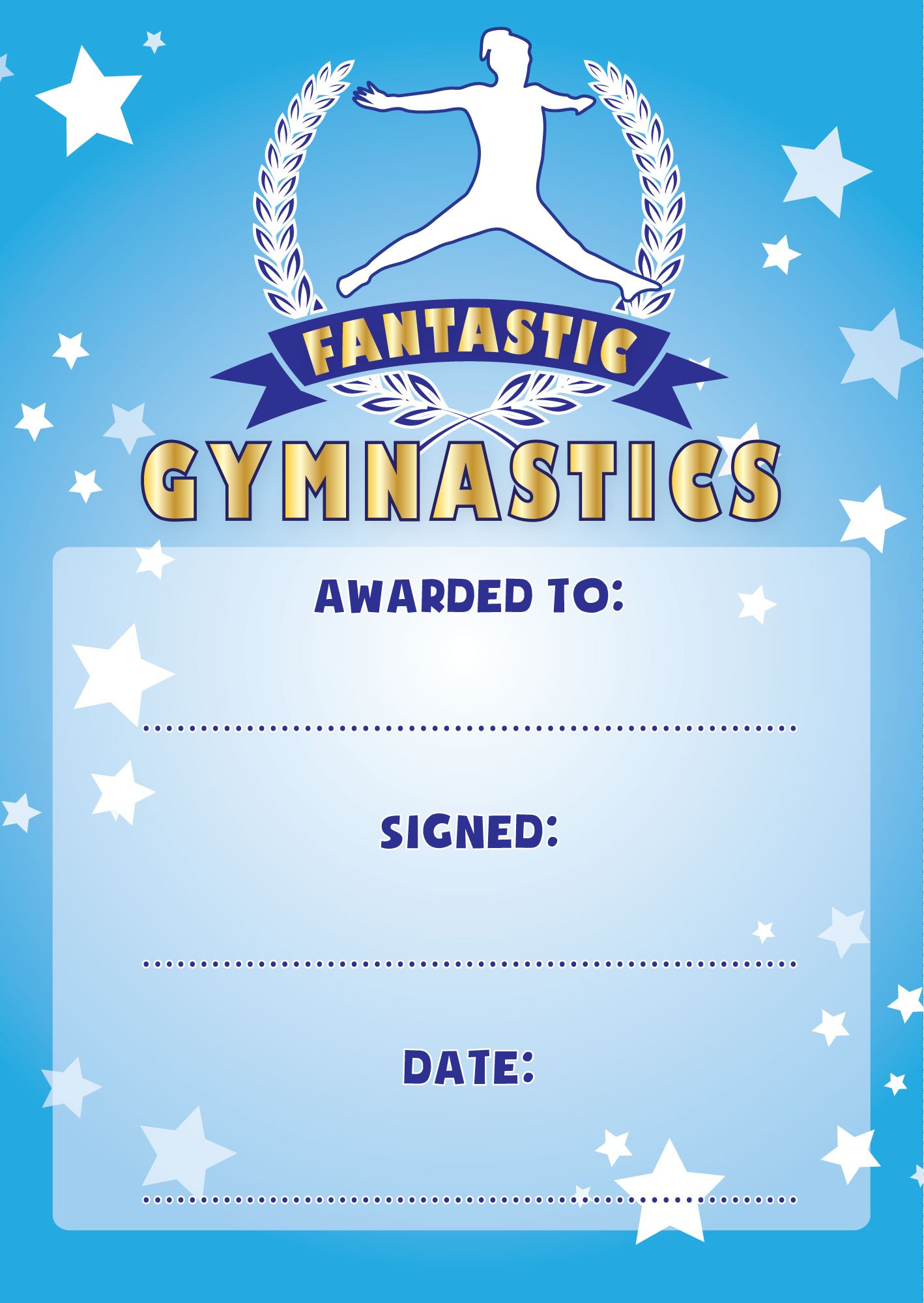 Fantastic Gymnastics Reward Certificates