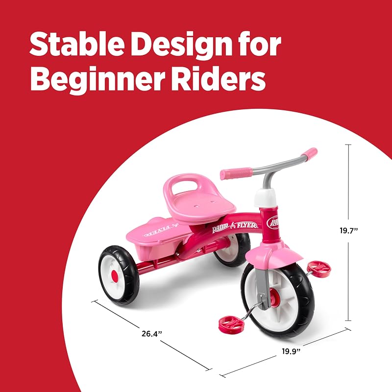 Triciclo Rosa, Triciclo para niños pequeños al Aire Libre, de 2 ½ a 5 años (Exclusivo de Amazon)