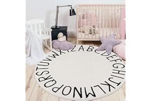 HEBE Kids Play Rug 4ft ABC Alphabet Numbers Shapes Educational Kid Area Rug Washable Baby Crawling Mat Non Slip Kid Play Mat Carpet for Girl Boy Bedroom Playroom