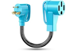 CircleCord 30 Amp to 50 Amp RV Adapter Cord, NEMA TT-30P Male to 14-50R Female Electrical Power Dogbone 180 Degree Bent Design, 10 AWG for 50 Amp RV Trailer Camper, ETL Listed Only for RV