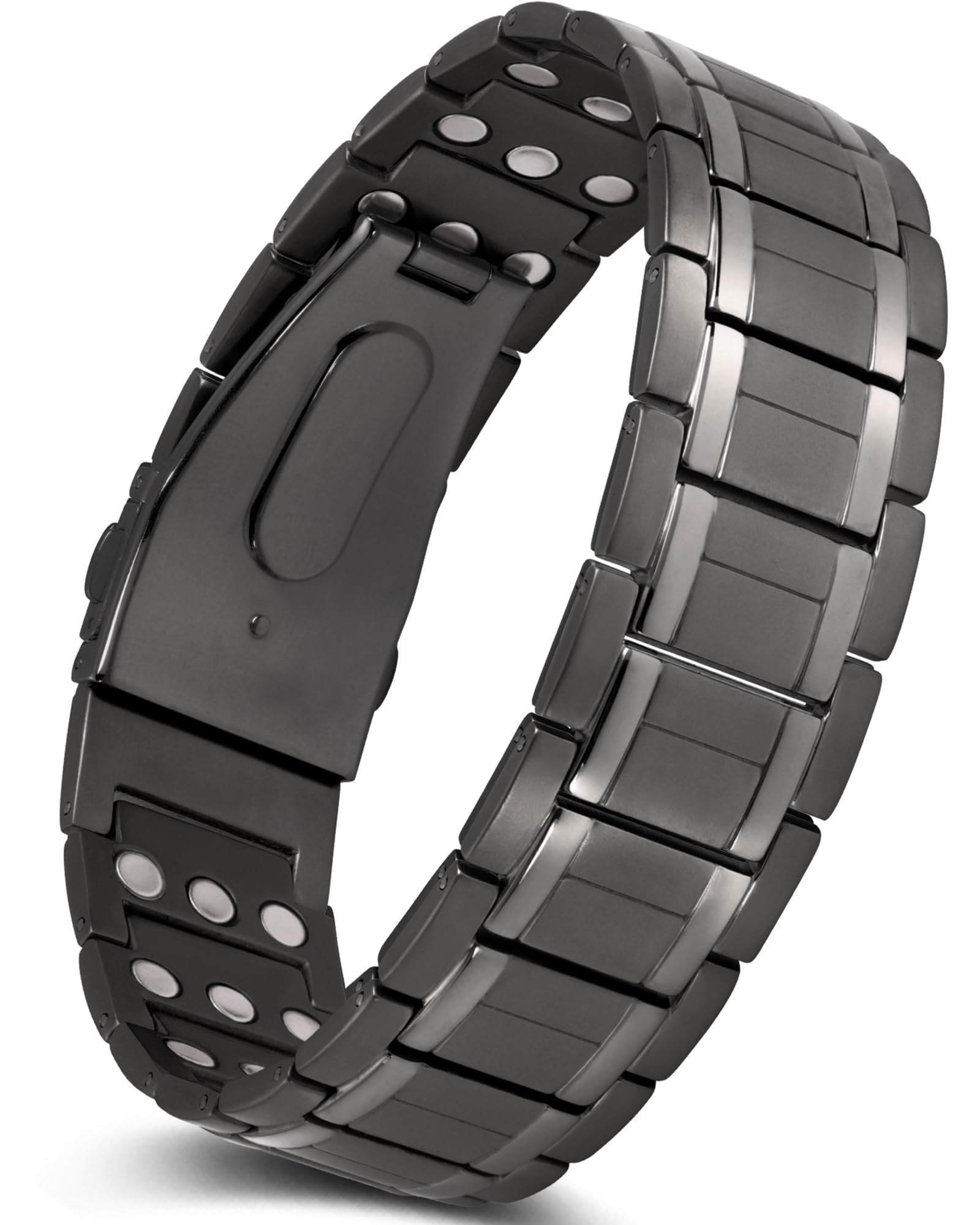 Jeraco Men Magnetic Bracelet,3X Ultra Strength Magnets Pure Titanium Magnetic Wristband for Valentine's Day Gift,Unique Folding Clasp Brazaletes With Adjustable Tool&Gift Box