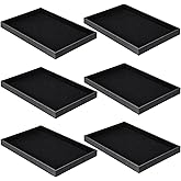 Quelay 6 Pcs Velvet Stackable Jewelry Tray Showcase Display, Jewelry Organizer Tray Bracelet Ring Earring Necklace Organizer Empty Plate for Drawers Countertop (Black)
