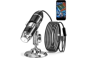 USB Digital Microscope, SKYEAR 50X-1600X Magnification Handheld Digital Microscope Compatible with iOS & Android Devices, Adjustable Stand, 8 LED Lights, Portable Microscope Camera for Adults, Kids