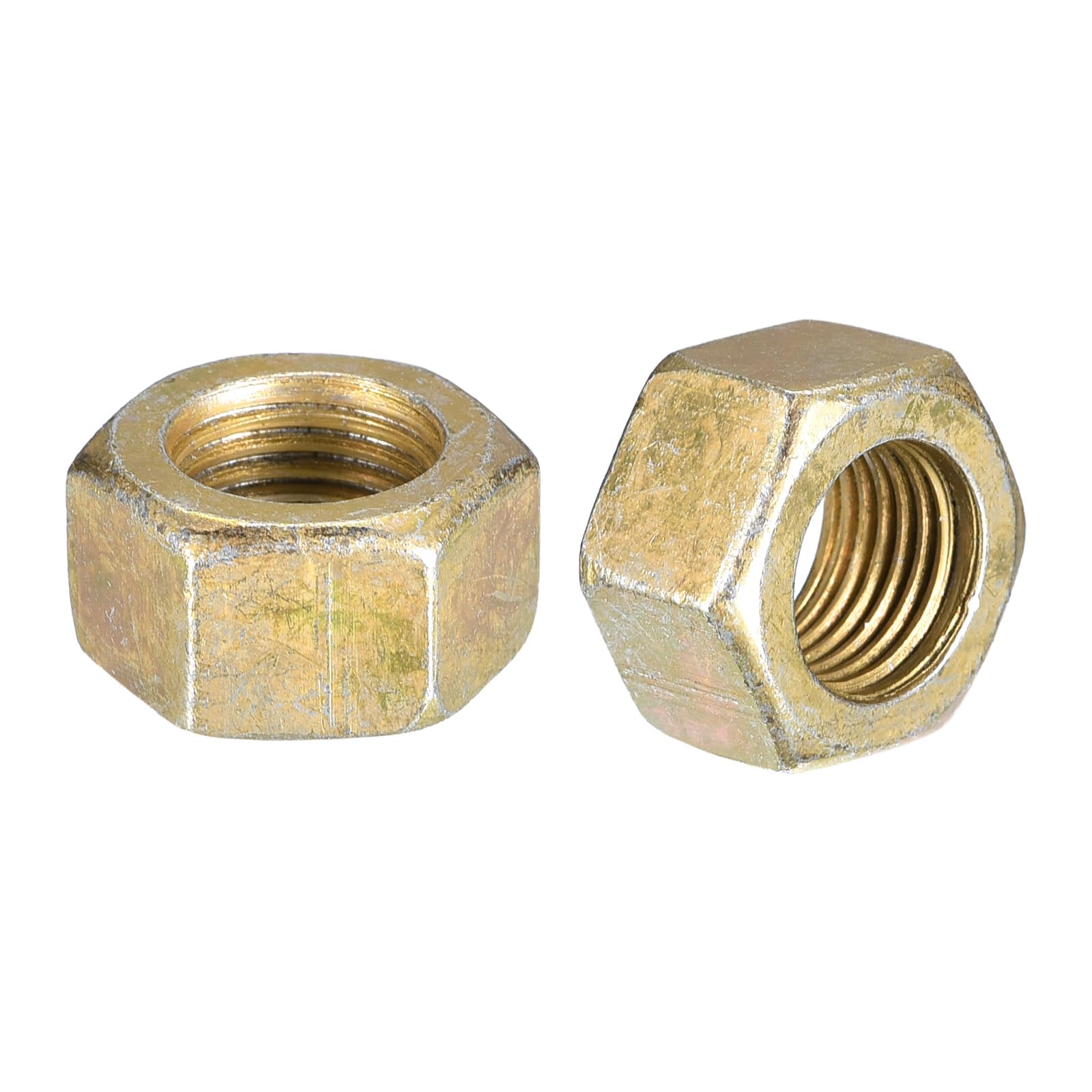 METALLIXITY Hex Nuts (1/2"-20) 10Pcs, Carbon Steel Fine Thread Zinc Plated Hexagon Nut Hardware - for DIY Home Repair Machinery, Yellow Zinc