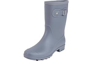 Fubotao Women's Mid Calf Rain Boots Waterproof Fashion Garden Shoes Anti-slipping Rainboots For Women Comfortable Insole Light Rain Shoes