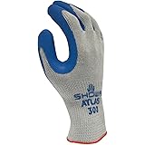 SHOWA 300L-09 Atlas Fit 300 Rubber-Coated Gloves, Large, Gray/Blue (12 Pair)
