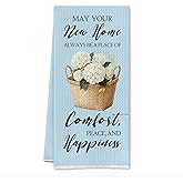 SereneHanctuary Hydrangea House Warming Gifts New Home,Hydrangea Decor, Floral Kitchen Towels, New Home Gifts Idea for Women Neighbor Couple,16X24 Inches