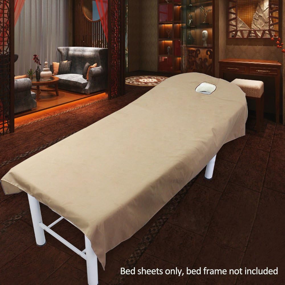 Beauty Bedsheet, Massage Couch Cover with Face Hole, Reusable Spa Linens Massage Bed Table Sheets Couches Cover Sheets(80x190cm,Camel)