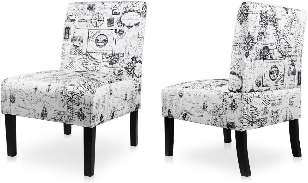 AODAILIHB Armless Accent Chair Modern Fabric Printing Leisure Chair Single Sofa Deco Living Room Bedroom Office Armless Chair