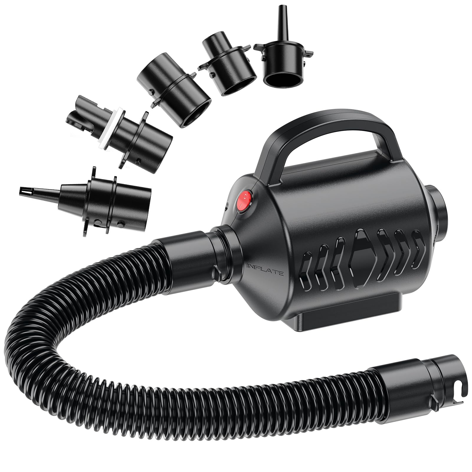 Electric Air Pump for Inflatable Pool Toys - High Power Quick-Fill Air Mattress Inflator Deflator Pump for Pool Float Raft Gymnastics Track Mat, Portable Air Pump 4 Nozzles AC 110-120V (400W)