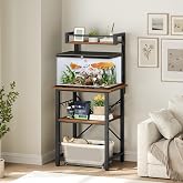 MAHANCRIS 5-10 Gallon Fish Tank Stand, Aquarium Stand with Adjustable Shelf | 3 Tier Reptile Turtle Tank Stand, Heavy Duty Terrarium Stand for Home Office, 21.3" L x 12.6" W x 50.4" H, Rustic Brown
