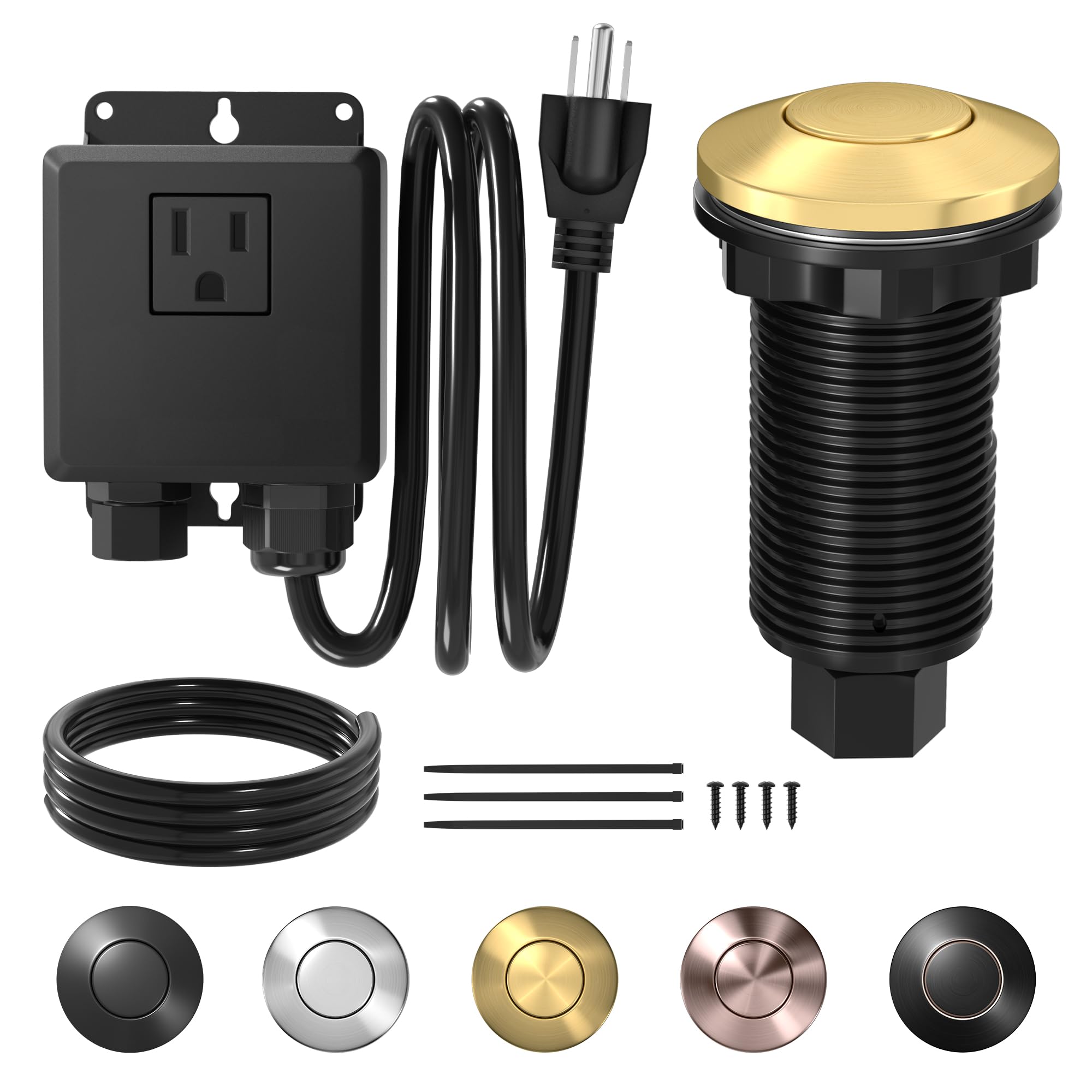 Photo 1 of Joinfworld Garbage Disposal Air Switch Kit Waterproof Garbage Disposal Button Kit with Long Garbage Disposal Switch Brushed Brass/Brushed Champagne - UL Listed