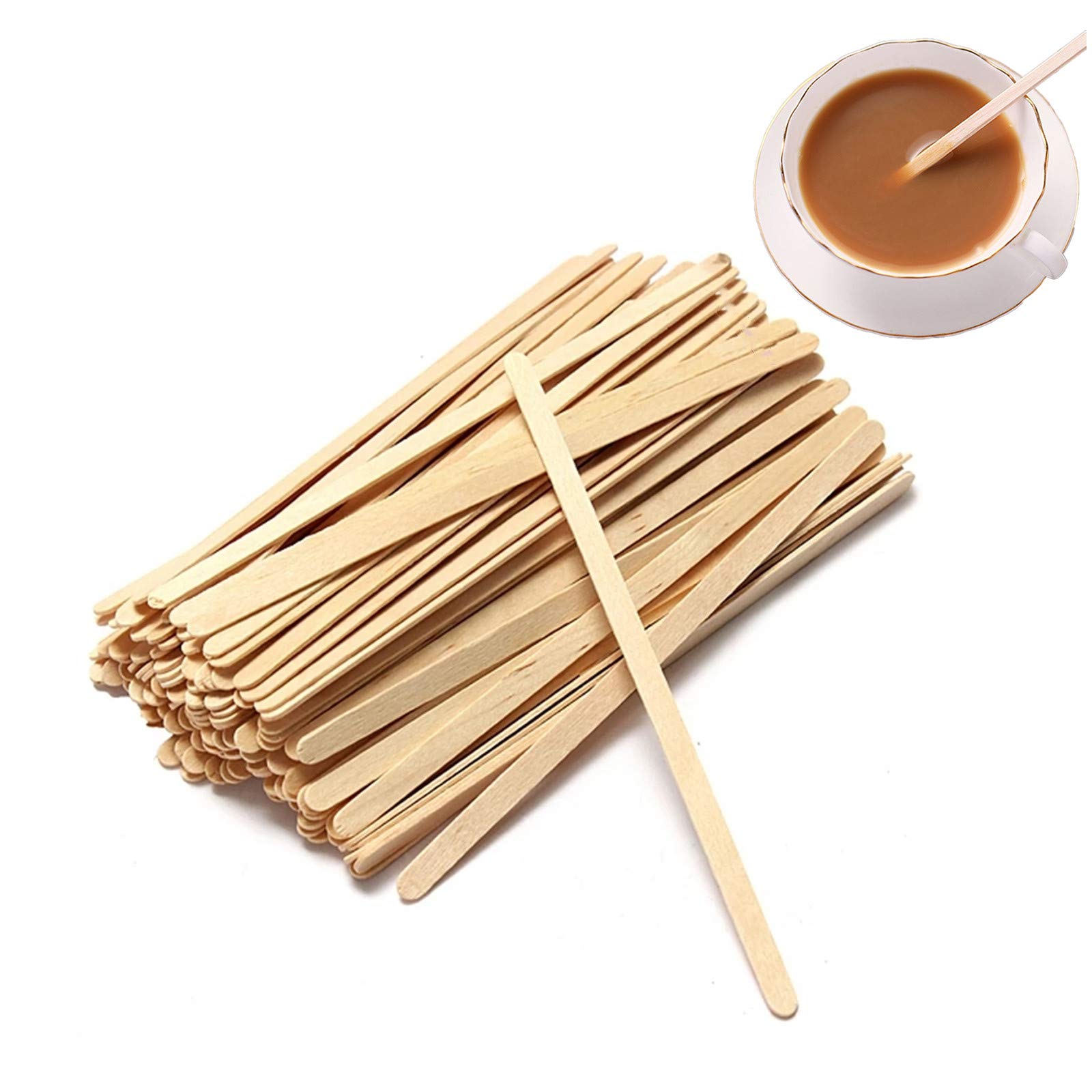 Coffee Stir Sticks, 200pcs Wooden Stirrers for Coffee, Tea, Milk, Juice, DIY Crafts (7inch)