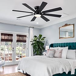 BYKISTOK Black Ceiling Fan with Light and