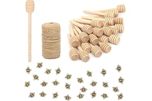 50 Pack 3 Inch Mini Wood Honey Dipper Sticks Set,Honey Stirrer Honey Wand for Honey Jar Dispense Drizzle Honey, 50 Pieces Hon