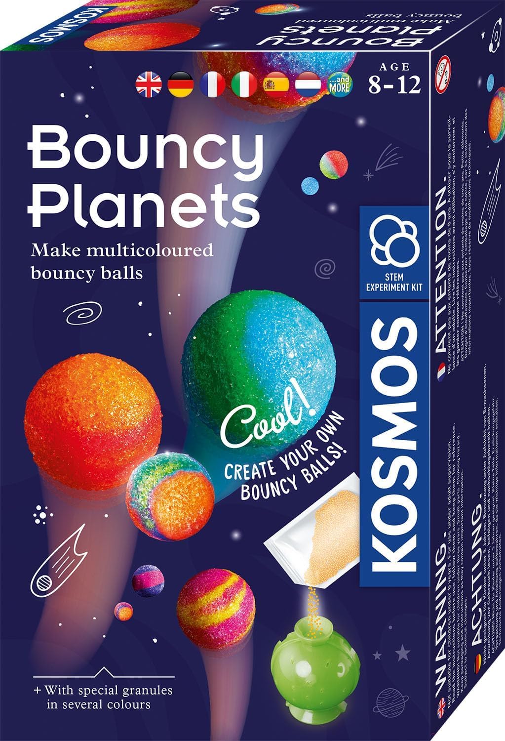 KOSMOS 617172 Flummi-Planeten, Bunte Flummis selbst herstellen, Coole Farbmuster selber Mixen, Experimentierset für Kinder ab 8 Jahre, Mitbringexperiment, (DE, EN, FR, IT, ES, NL) multilingual
