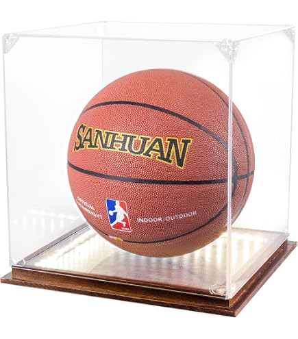 OnDisplay Vetrina Per Pallone Da Basket/Calcio In Acrilico - Custodia Da Collezione Con Protezione UV, Base Nera, 30 X 32,5 X 27,9 Cm