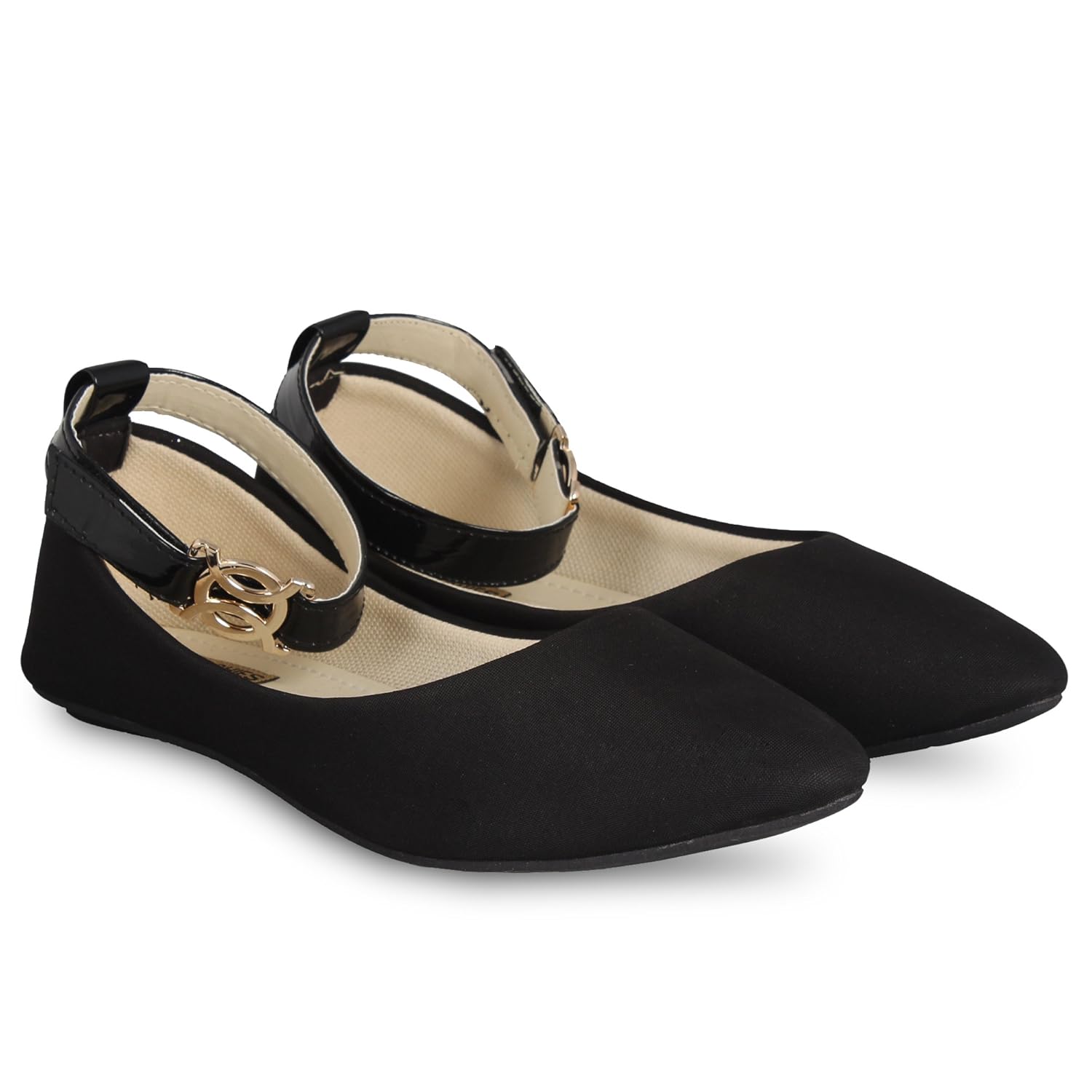 anand archies girl's black leather bellies