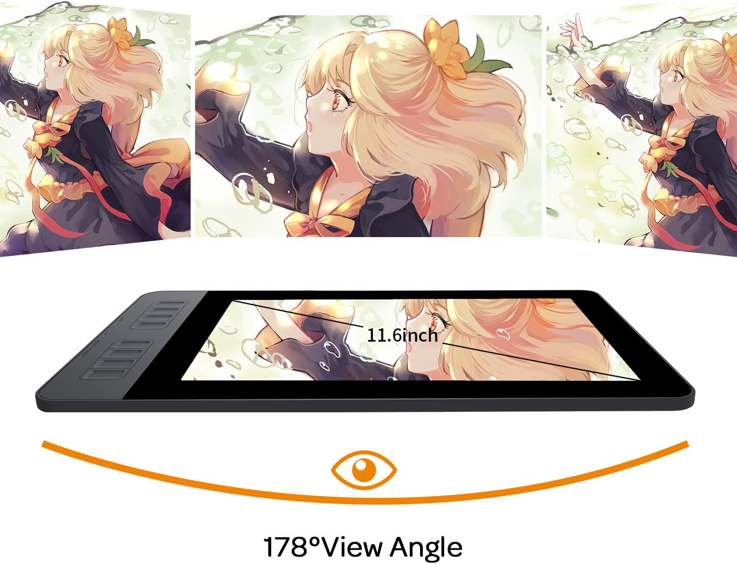 GAOMON PD1161 11.6 Inches Tilt Support Drawing Pen Display with 8192 Levels Pressure Sensitive Battery Free Pen AP50 and 8 Shortcut Keys: Computers & Accessories