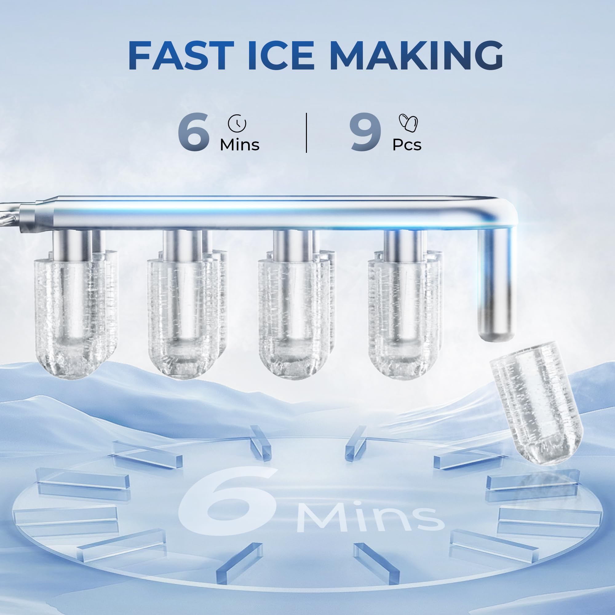 Euhomy Portable Countertop Ice Maker - 9 Cubes in 6