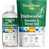 Truly Free Dishwasher Booster &amp; Rinse Aid Kit - 12oz Bottle + 1 Fill, 3oz | Plant Based Dishwashing Aid Formula, Removes Residue &amp; Tough Dish Stains, Water Spot Remover