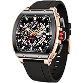 SKMEI Wrist Watches for Men Fashion Mens Big Face Analog Watch with 3D Barrel Design Luminous Display Curved Glass 3ATM Waterproof