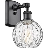 Innovations Lighting Athens Water Glass 11" High Matte Black Wall Sconce
