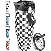 Pandaria 40 oz Tumbler with Handle and 2-in-1 Lid Flip Straw, 100% Leak Resistant Water Bottle, Double Wall Vacuum Stainless Steel Insulated Tumblers Travel Iced Tea or Coffee Mug Men Women Gift