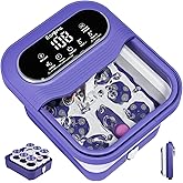 Ranjova Foot Spa Electric Rotary Massage, Collapsible Foot Bath with Heat, Bubble Jets,Temp Control, and 24 Motorized Shiatsu Massage Balls, Pedicure Foot Spa for Feet Relaxation (Blue)