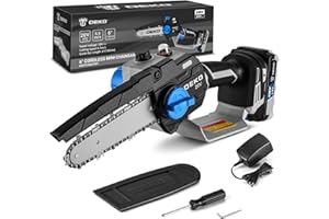 Mini Chainsaw Cordless: DEKOPRO 6 Inch Small Electric Hand Chainsaw Battery Powered Handheld Portable Power Chain Saw Garden 