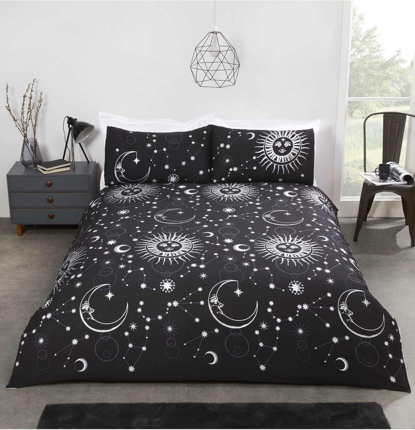 Rapport Home Celestial King Duvet Cover Set | Black Galaxy Bedding | Polycotton Blend | Kids & Teens Bedroom Decor