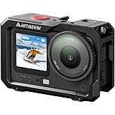 AMAZEAR Metal Protective Case for DJI Osmo Action 6 Accessories, Action6 Pro Multifunction Utility Frame Cage, Stronger Aluminum Housing Hard Cover with Soft Silicone Lens Caps, Black