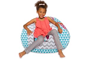 POSH CREATIONS Posh Beanbags Bean Bag Chair, Large-38in, Canvas Owls White and Blue