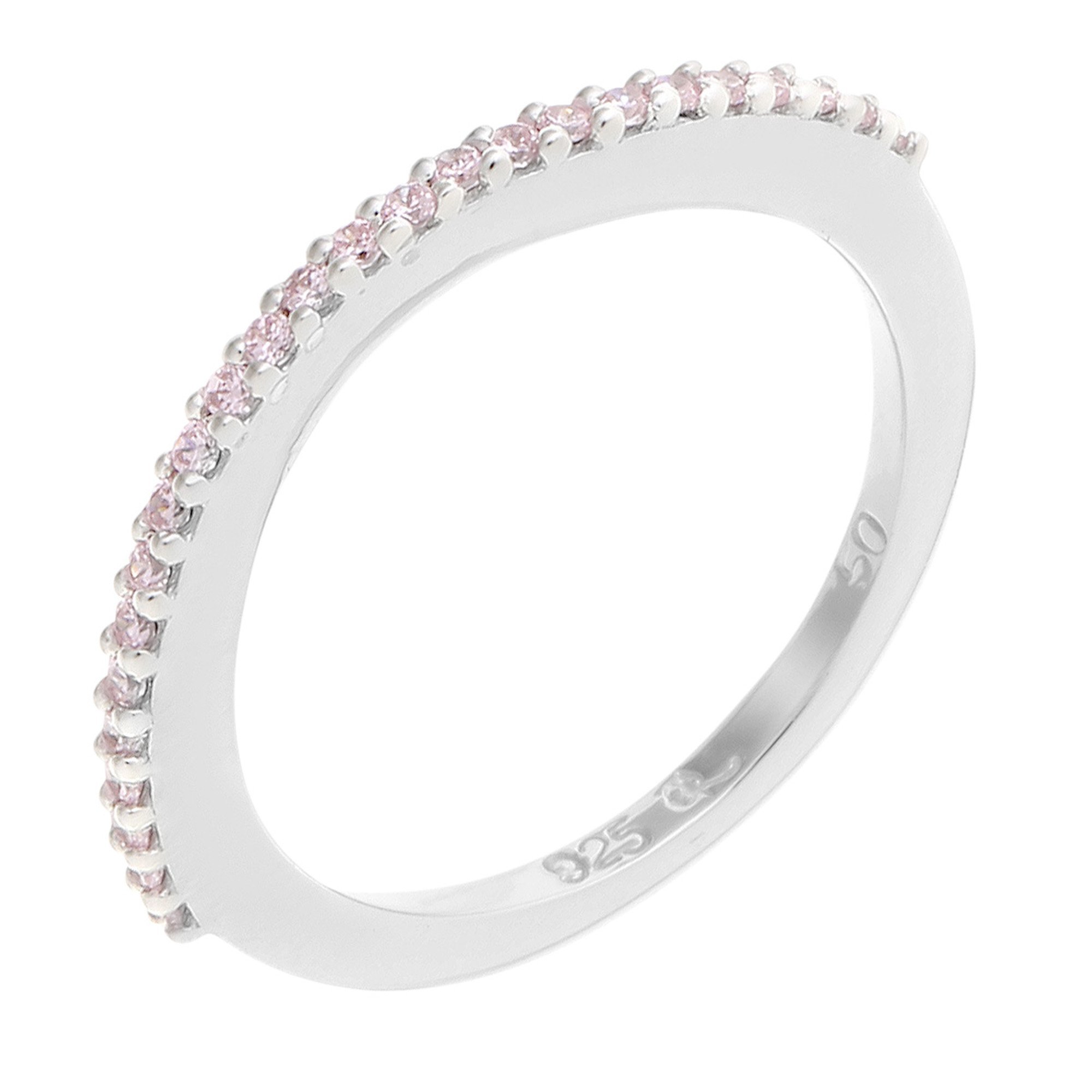 Orphelia ZR-3763/50 Women's Ring Rhodium-Plated 925 Silver with White Brilliant Cut Zirconia Size 50 (15.9) 52 (16.6) Pink