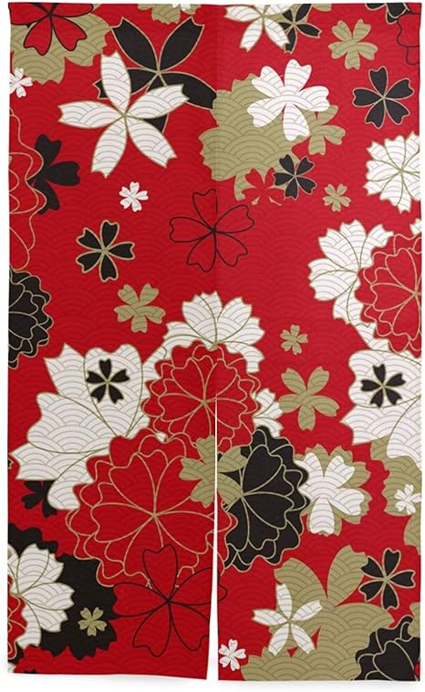 Amazon シンプル 暖簾 のれん 花模様 障子 暖簾 シンプル インテリア雑貨 85x150cm のれん オンライン通販